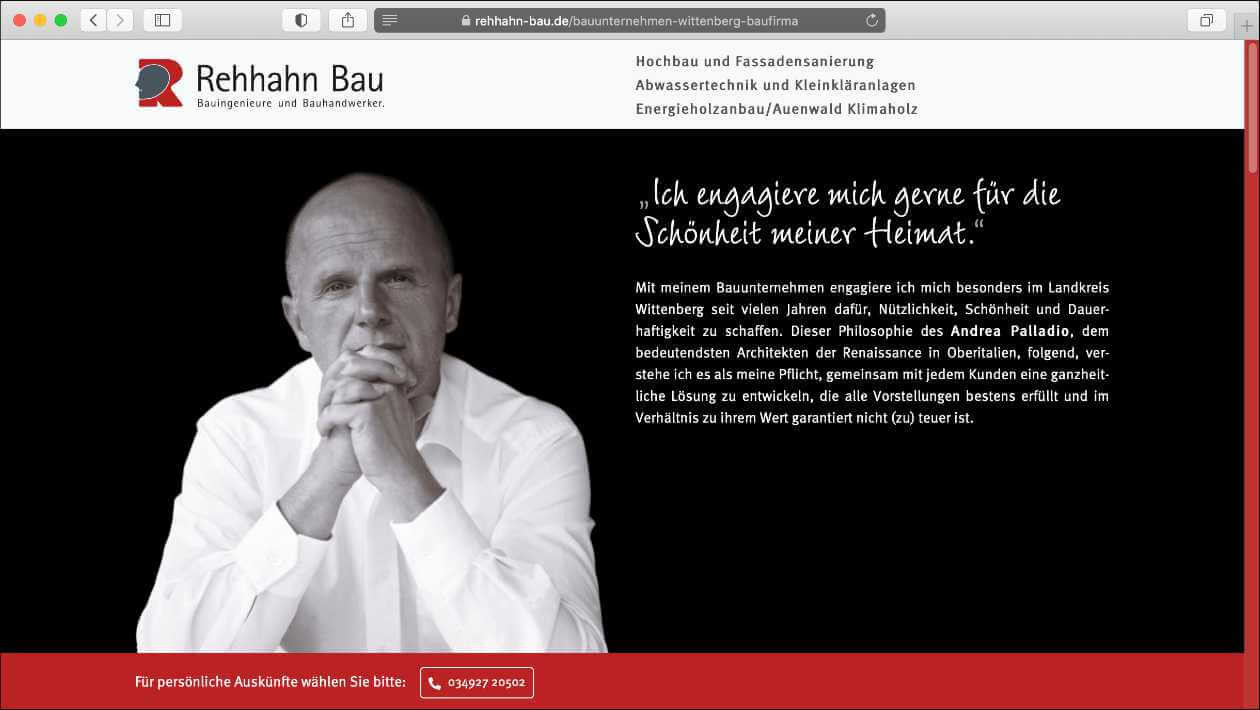 CUM Marketingberatung – Wir machen die Werbung für das Bauunternehmen Rehhahn Bau, Wittenberg.